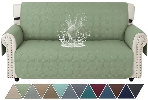 Ystyle Sofa Überzug 2 Sitzer Mit Armlehnen, Sofabezug Wasserdicht, Wohnzimmer Antirutsch Sofaschoner, Kratzfester Couch Überzug Für Haustiere, Katzen, Hunde, Spielende Kinder, Mintgrün