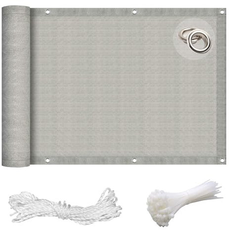 GAIFNAG Balkonschutz Balkonabdeckung 50 x 1000 cm Blickdichte Balkonbespannung, Balkonverkleidung Zaunblende Wetterbeständiges Und Pflegeleichtes für Balkon Terrasse Garten, Grau