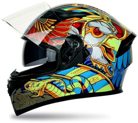 RYDZCLH Integralhelm Motorradhelm Motorradhelm Integralhelm ECE/DOT Mit Doppelvisier Sonnenblende Für Damen Herren Integralhelme Motorradhelme,Gelb,L 59~60cm