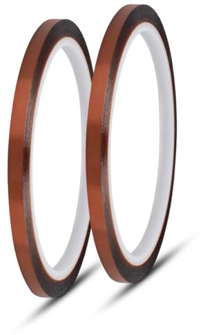 Innfeeltech 2 Rollen hochtemperaturbeständiges Klebeband, 5mm*33M Polyimidfilm-Klebeband zum Abdecken und Löten