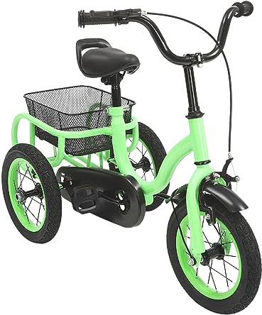12 Zoll 3-Räder Dreirad für Jungen/Mädchen - Single Speed Kinderfahrrad, Geschenk für 2-5 Jahre Alte Kinder (Hellgrün)