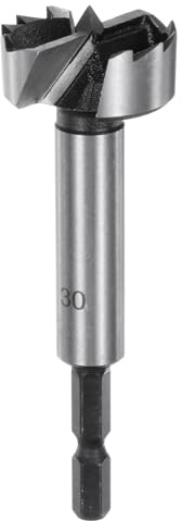QUARKZMAN Forstner Bohrer 1-3/16 (30mm) aus Karbonstahl mit mehreren Zähnen zum Bohren von Holz mit Scharnierfräser und 1/4 Sechskantschaft für Hartholz Weichholz