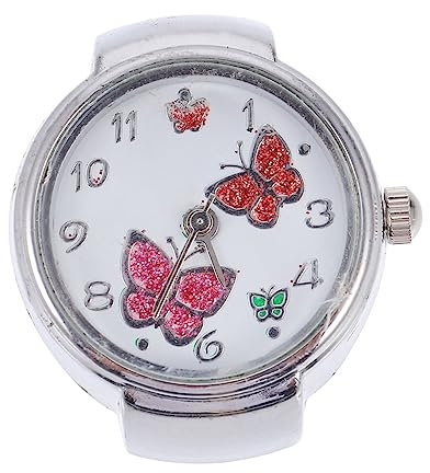 GALPADA 2stücke Delicate Butterflies Design Uhr Für Frauen Verstellbare Elegante Fingerringuhr Mit Antikem Stil Und Großem Ziffernblatt Als Modisches Schmuckstück Für Jeden Anlass