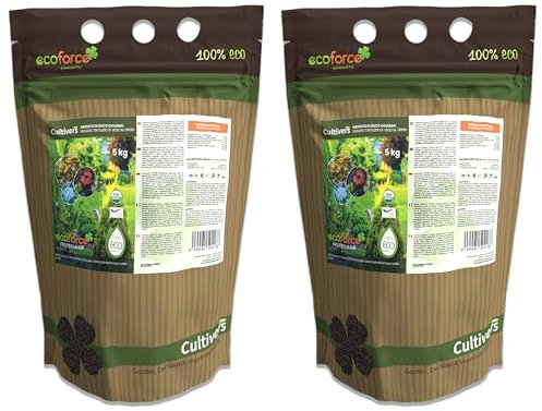 CULTIVERS Abono Ecológico Universal de 2x5 kg. Fertilizante granulado con NPK 8-1-5+74% M.O. y Ác. Húmicos. Liberación Lenta. Potencia el Crecimiento y estimula el Cultivo.