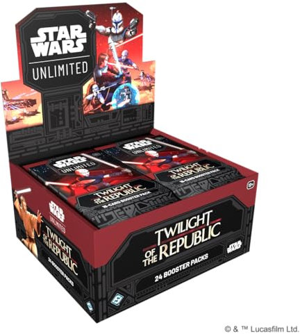 Star Wars: Unlimited - Twilight of The Republic (Niedergang der Republik) - Display Booster Box - (24 Booster Packs mit jeweils 16 Karten) - Englisch - Trading Card Game - mit LMS Trading Grußkarte