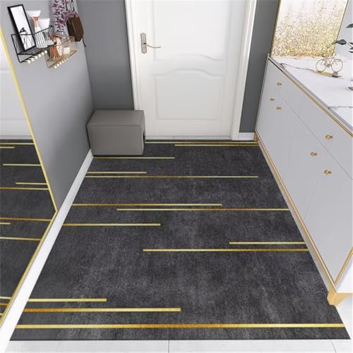 DJHWWD Teppich Landhaus Aesthetic Teppich Teppich Schlafzimmer Goldgelber moderner Teppich mit Streifenmuster, Antifouling und verschleißfest 200x250CM schwarz grau Designer Teppiche