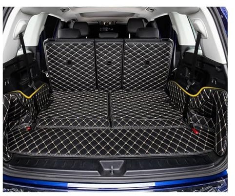 FACSER Kofferraum Matte Für Mercedes Für Benz GLB 180 200 220d 250 2020 7 Sitze Spezielle Kofferraummatten Kofferraumteppiche Cargo-Liner Kofferraum Schutzmatte(Schwarzbeige)