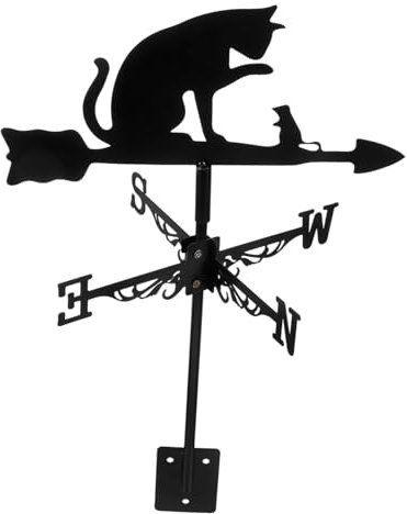 TOYANDONA Edelstahl Wetterfahne Mit Katzenmotiv Robuster Windrichtungsanzeiger Für Garten Und Terrassendekoration Wetterfest Und Installieren Für Haus