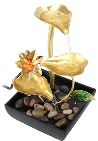 Zen-Wasserbrunnen, Tischbrunnen, LED-Licht, Zirkulierendes Fließendes Wasser, USB-Schreibtischbrunnen, 3-stufiger Wasserfallbrunnen, Zimmerbrunnen für Zuhause, Schlafzimmer,