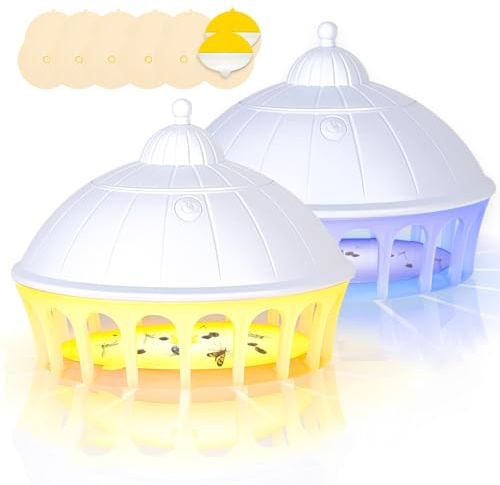 2 PCs Bettwanzen Falle mit 10 Klebescheiben,4 Lichtmodi Flohfalle für Wohnung Testsieger,Geruchlos Ungiftig,UV Flohbettwanzenfalle Flohfallen für Wohnzimmer, Küche, Schlafzimmer