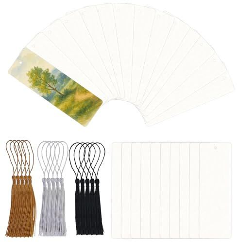 Papel De Acuarelas, 75 Unidades De Papel De Marcapáginas En Blanco Y 75 Borlas, Bloque De Acuarela Blanco Natural, Marcar Páginas Para Manualidades, Postales