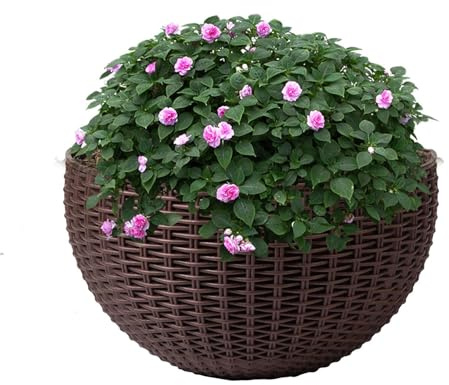 Generisch Blumentöpfe Im Freien,1 Blumentopf Zum Aufhängen An Der Wand,Halbrunder Hängende Pflanzgefäße Den Außenbereich,Rattanimitats Im Europäischen Stil Wall Planter,Für Balkon Zaun Wand Montierte