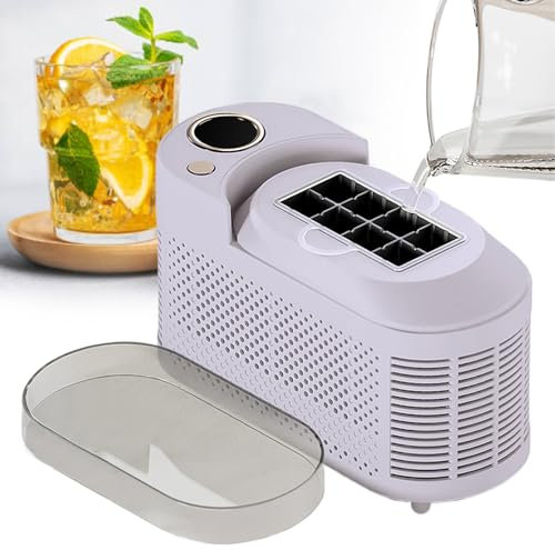 Countertop Ice Maker Machine - Mini Portable Ice Cube Maker,10-15 Mins Ice Cubes 8/time,with Dual Power (AC/Car), weight 1.35kg /size only 21.6×9.3×12.8cm,for Kitchen Office Bar Party,Purple