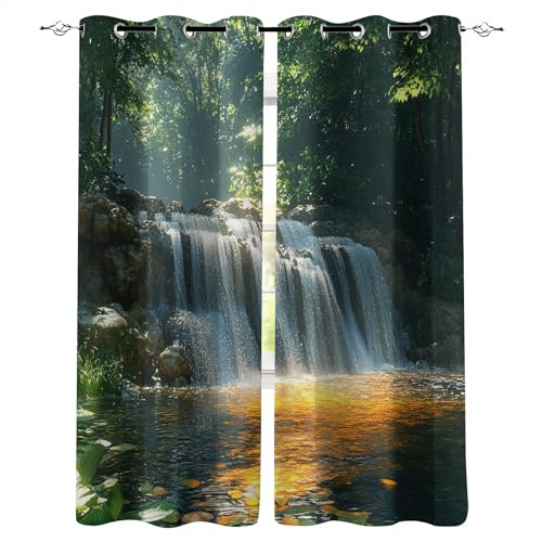 Generico tende per finestra 175X280cm(HxB) Acqua Che Scorre tenda fonoassorbente Pannello decorativo in poliestere con occhielli per camera degli ospiti A226