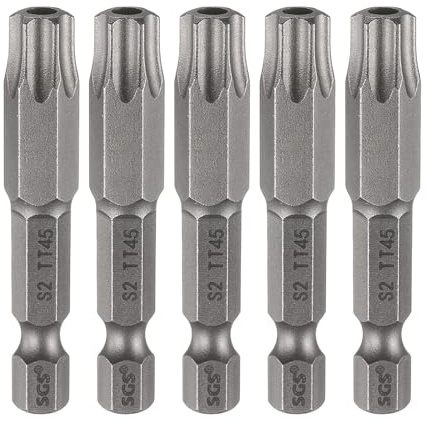 QUARKZMAN 5pcs TT45 Punta De Destornillador De Seguridad Torx De 2 50mm L | Largo Con Vástago Hexagonal De 1/4 Magnético A Prueba De Manipulación Punta De Estrella De 6 Puntas