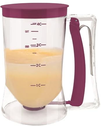 Kitchen Bed Separator Tool Measurement of Dough Dispenser, Leak-proof Mixing Container, Non-Slip Handle | Precise Pour Tool for Pancakes, Waffles, Muffins, Cupcakes, Baking, Roasting Posts, Breakfast