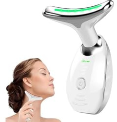 Massaggiatore Viso Elettrico, Dispositivo EMS con LED, 42°C, 3 Modalità di Vibrazione, Design Ergonomico per Lifting e Antirughe