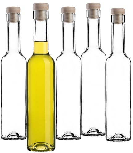 KADAX tomma glasflaskor 250 ml, 12 stycken, snapsflaskor med kork, små flaskor för att fylla likör, vin och snaps, likörflaskor, vinflaskor