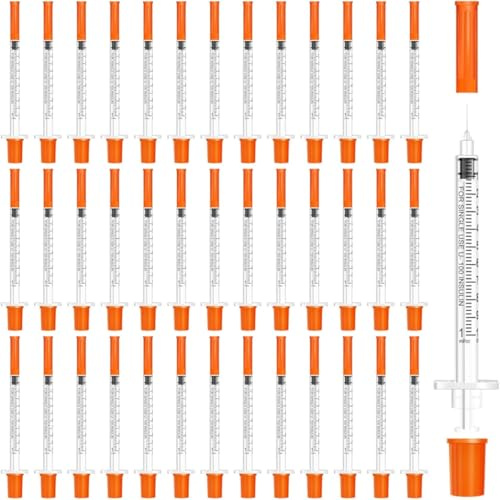 60 Stycken 1 ml Plastvalvsprutor, Mångsidiga Mätverktyg, Flytande Mätspruta med Måttstreck, Individuellt Förpackad, för Tryckfärg, Vätskeseparation, Dosering, Husdjur