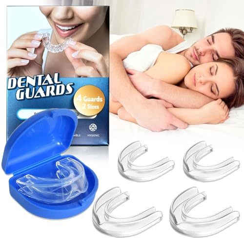 Srup 4 Pièces Gouttière dentaire,Mouth Guard for Grinding Teeth, Protecteurs Buccaux Dent Sans BPA, Protège dents pour dormir (2 grands et 2 petits protège dents anti grincement)
