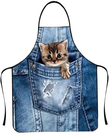 Yulokdwi Avec Motif Chat Pour Femmes | Protecteur Imperméable À Bretelles Réglables - Tablier Adorable Et | Pour Cuisine Cuisson Grillade Barbecue Activité Pizza Pâtisserie Peinture Artiste