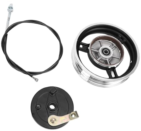 Jiawu Llanta 10X3.0 Juego Completo de Cables de Freno de Tambor con Llantas de Acero M12 para Scooter Eléctrico Apto para Mini Bicicleta Eléctrica, Juego Profesional con Rendimiento de Frenado
