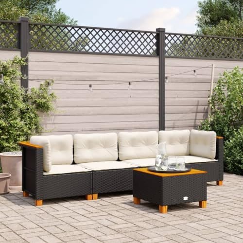 Owoxanthellate Set di 5 divani da giardino in rattan sintetico, 63,5 cm, resistente alle intemperie, modulare per balconi, terrazze e piccoli gruppi per esterni