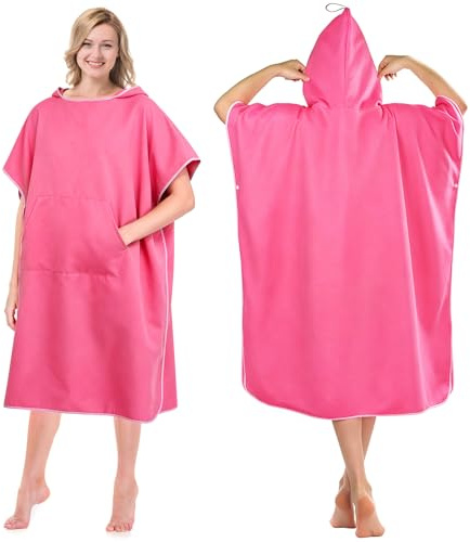 Poncho Surf Mare Uomo Donna, Accappatoio Poncho Asciugamano con Cappuccio, Asciugamano da Spiaggia in Microfibra, Morbido Cambio Accappatoio Spiaggia per Campeggio, Surf, Spiaggia, Sport Acquatici