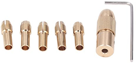 Tissting Juego de 7 Pinzas Portabrocas Mini para Taladro Eléctrico Latón 0.5-3.0mm (0.02-0.12in) - Portabrocas de 4 Mordazas para Mini Amoladoras y Herramientas Rotativas