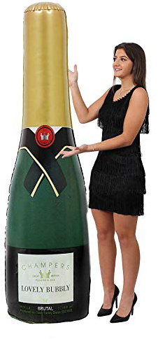 RIESIGE 6FT/180CM LUXUS CHAMPAGNER FLASCHE. EINE DUNKELGRÜNE AUFBLASBARE FLASCHE MIT EINEM ETIKETT-DESIGN. GEEIGNET FÜR PARTYDEKORATIONEN, HOCHZEITEN & GEBURTSTAGE & ALS POOLZUBEHÖR. PACKUNG MIT 1
