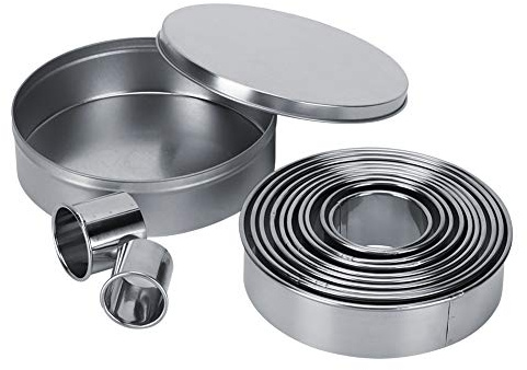 Duokon Round Cake Cookie Cutter Set, 12 bitar bärbar skärning kex munk Mousse Fondant mögel, rostfritt stål ring bakverk för professionella kockar och hobby spisar (1,2 tum-4,7 tum 12 st/set)