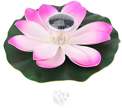 TOPINCN Solar Teich Pool Lichter 7 Farbwechsel Lotus wasserdicht schwimmende Lampe Wunschlampe MEHRWEG VERPACKUNG(Rosa)
