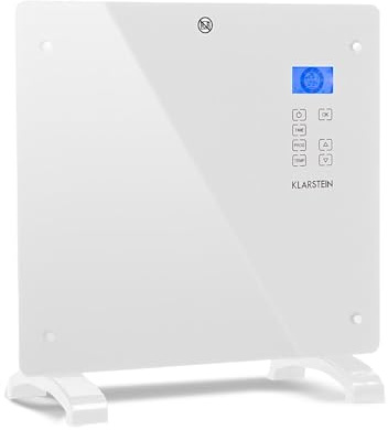 Klarstein Radiateur Electrique Mobile, Chauffage Electrique Mural 1000W à Faible Consommation d'Energie pour Maison, Salle de Bain, Convecteur, Radiateurs Electriques Silencieux, Thermostat, Roulettes