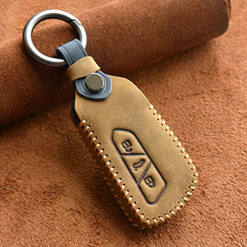 ontto Autoschlüssel Hülle für VW ID.3 ID.4 Golf 8 Seat Leon MK 4 Tarraco Ateca Skoda Octavia 2020 Zubehör Fernbedienung Cover Rindsleder Schlüsselhülle Schlüsselanhänger Schlüssel Schutz Etui-Braun