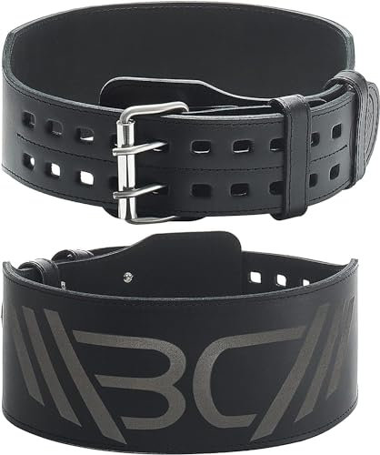 WARM BODY COLD MIND Leather Weight Lifting Belt 4 Adjustable Belt with Buckle for Workout, Squats, Gym, Powerlifting, Olympic Weightlifting, Strength Training. Waist/Back Support (Black, XXX-Large)