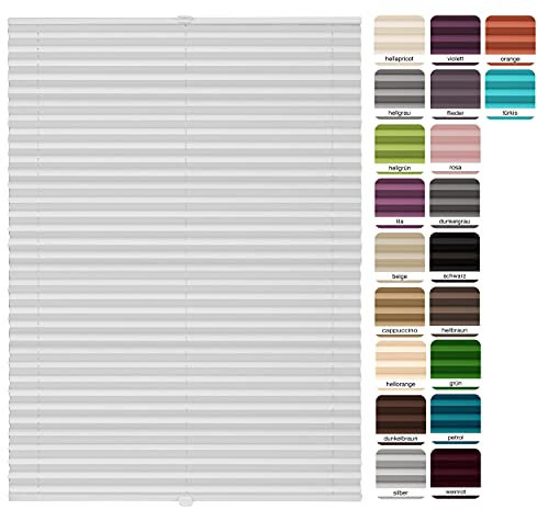 metablo Plissee nach maß Plissee mit Bohren 22 Farben Schalosien Fenster innen Faltrollos für Fenster Sicht- und Sonnenschutz Rollo für Fenster mit Bohren Weiß B: 61-70 cm, H: 40-100 cm