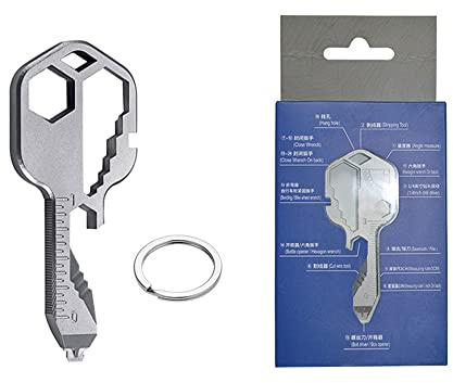BDHI 1 llavero multiherramienta 24 en 1 de acero inoxidable portátil, mini llave multiherramienta para hombres, marido, papás, empleados (D35-1), multicolor, plateado