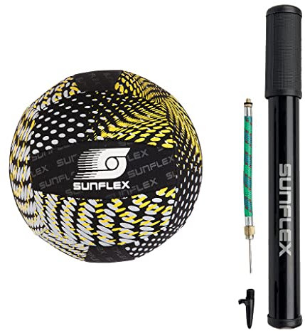 Sunflex Neopren Beach und Funball Splash Größe 3 in schwarz inklusive Ballpumpe| Volleyball weich und leicht für den Strand und das Wasser