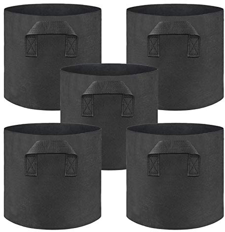 WERTSWF 30 Gallon Grow Bags for Tomato Potato Onion, 5Pieces Vegetables Planting Bag Aeration Fabric Pot Containers with Handle