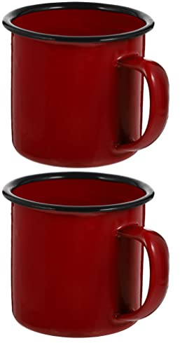 TOYANDONA 2 Stücke Retro Emaille Tasse Emaille Teetasse Kaffeebecher Milchbecher Retro Kaffeetasse Milchtasse Eisen Trinktasse Wassertasse Party Tasse für Outdoor Zuhause Camping Rot