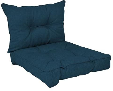 POKAR Coussins de Jardin Extérieur Coussin Chaise Galette de Chaise, 1 Lot de 2 (1x Coussin d'assise 60x60x10 cm + 1x Coussin Dossier 60x40x10 cm), Vert Foncé