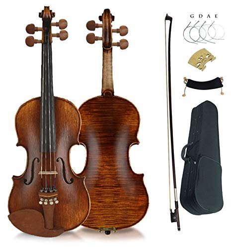 Violine Anfänger Set Premium Violin 4/4 Full -Size Massivholz Geige for Anfänger Geiger/professionelle Studenten Geigen Kit Saite, Schulterruhe, Rosing, Brücke