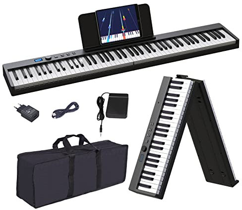 OYAYO Faltbares Klavier mit 88 Tasten Piano Full Size Semi Weighted, Faltbares Klaviertastatur mit MIDI Bluetooth, Klaviertasche, Piano Keyboard für Anfänger Geschenk