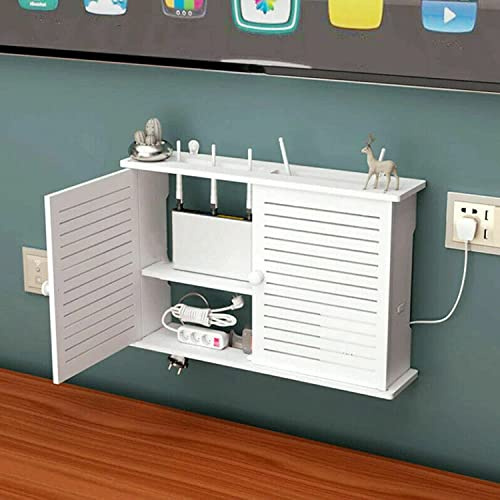 iDMRURvm Wand Router Aufbewahrungsbox WLAN Box Router Regal TV Kabel Verstecken Box Kabel Organizer Wand Montiertes Schwimmendes WLAN Router Regal…