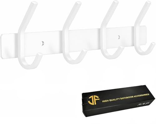JOLY FANG Appendiabiti da Parete, Ganci Appendiabiti da Muro Moderno in Acciaio Inox, Attaccapanni Montato da Parete per Giacche per Giacche, Cappelli, Sciarpe (4 Ganci, Bianco)