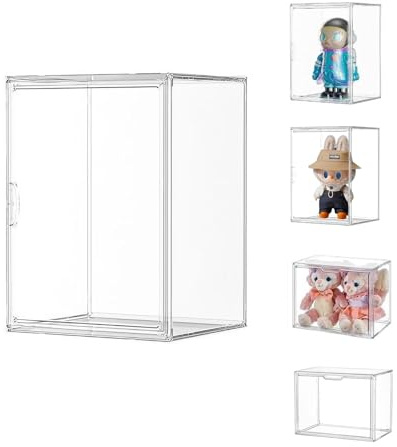Siyecioa Acryl Vitrine Schaukasten Transparent, Plexiglas Vitrine mit Tür Für Action Figuren Spielzeug, Figuren, Modellautos, MiniFiguren, Sammelfiguren (36×25×27cm)
