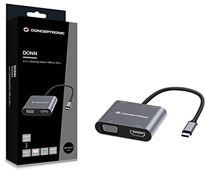 ADAPTADOR USB-C 4EN1 CONCEPTRONIC DONN016 HDMI 4K VGA USB 3.0 USB PD 100W