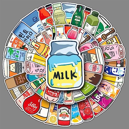 Beverage Bottle Stickers 50 Pcs Kawaii Aesthetic Summer Drink Stickers for Water Bottle Skateboard Laptop Luggage Helmet Computer Scrapbook Bike Car,Vinyl Waterproof Decals for Teens Boys Girls