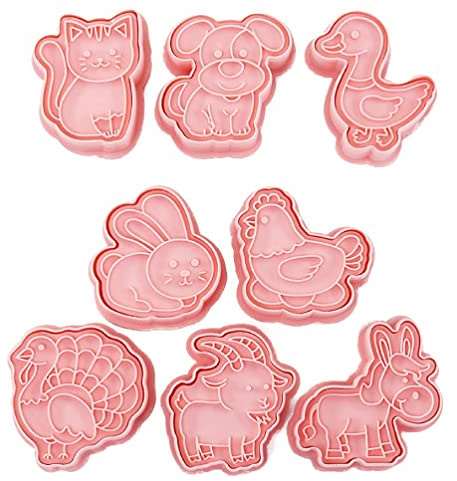 8 pz/set formine per biscotti in plastica cartoni animati animali fattoria stampabili stampi per biscotti stampini per biscotti da cucina utensili per biscotti per cuocere biscotti per bambini in