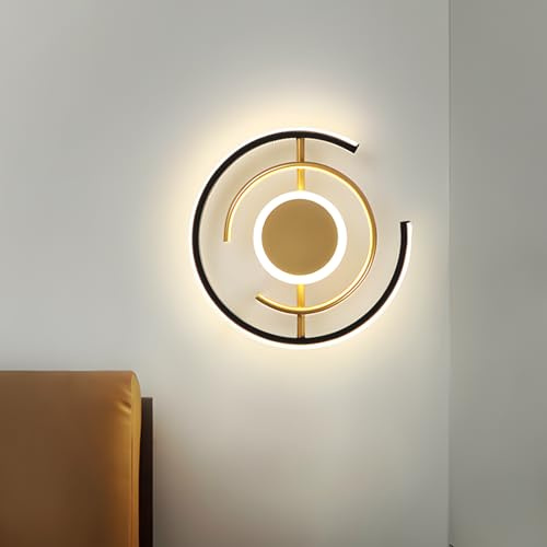 ZTWLEED LED Wandleuchte Innen,20W 2200LM Wandlampe LED Runde Modern 3000K/4000K/6000K,Wandbeleuchtung Gold für Schlafzimmer Wohnzimmer Korridor Treppenhaus,110-240V